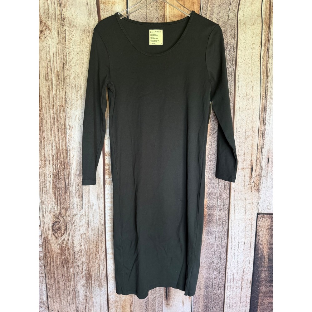 For Days Dress Scoop Neck Long Sleeve Black Organic‎ Cotton Minimalist XL NWT